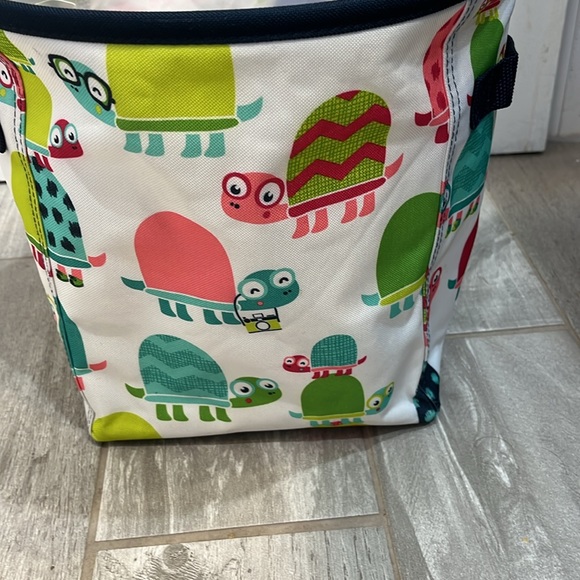 Thirty One Mini Storage Tote Bin W/ Handles in Topsy Turtles Print - Picture 3 of 6